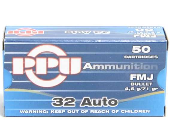 Prvi 32 Acp 71 Grain Full Metal Jacket Ammunition (50 Rounds)