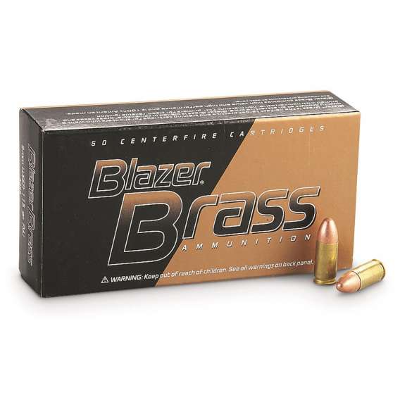 CCI Blazer Brass, 9mm, FMJ-RN, 115 Grain, 1000 Rounds