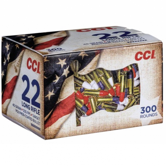 CCI 22 LR 40 Grain Lead Round Nose High Velocity Patriot Pack Ammunition (300 Rounds)