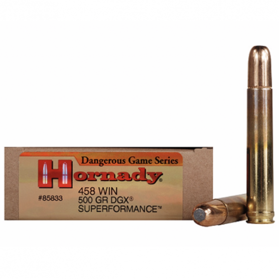 Hornady 458 Win 500 Grain DGX Bonded (Dangerous Game eXpanding) Superformance Ammunition (20 Rounds)