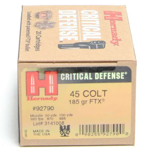 Hornady 45 Colt 185 Grain FTX (Flex Tip) Critical Defense Ammunition (20 Rounds)
