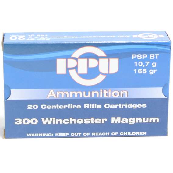 Prvi 300 Win Magnum 165 Grain Pointed Soft Point Boat Tail Ammunition (20 Rounds)