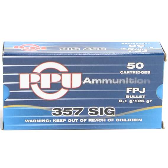 Prvi 357 Sig 125 Grain Jacket Flat Point Ammunition (50 Rounds)