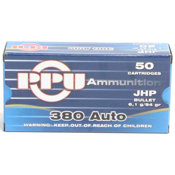 Prvi 380 ACP 94 Grain Jacketed Hollow Point Ammunition (50 Rounds)