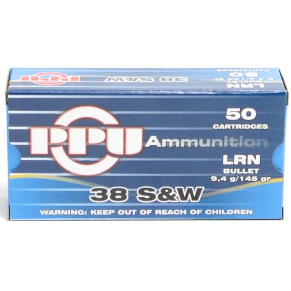 Prvi 38 S&W 145 Grain Lead Round Nose Ammunition (50 Rounds)