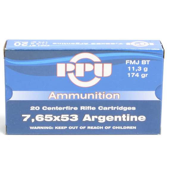 Prvi 7.65X53 Arg 174 Grain Full Metal Jacket Ammunition (20 Rounds)