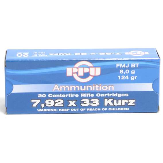 Prvi 7.92X33 Kurz 124 Grain Full Metal Jacket Ammunition (20 Rounds)