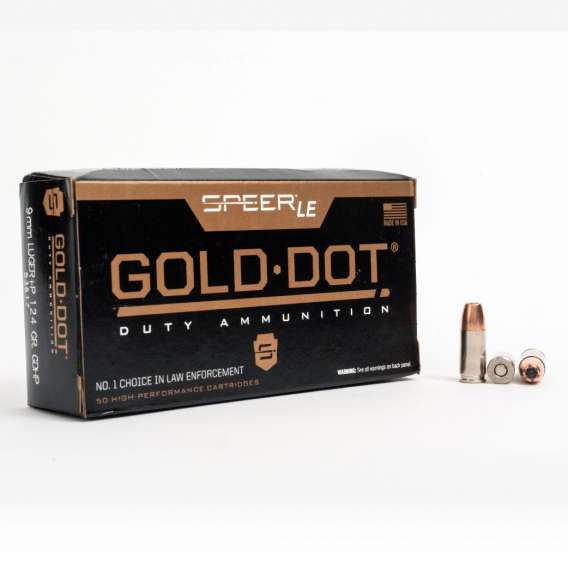 9mm +P – 124 gr JHP – Speer Gold Dot (53617) – 1000 Rounds