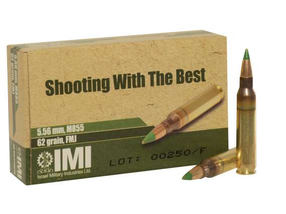 IMI Ammunition 5.56x45mm NATO 62 Grain M855 SS109 Penetrator Full Metal Jacket Boat Tail