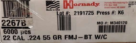 Hornady Bullets 22 Caliber (.224 Diameter) 55 GR FMJ BT W/C - 1,000 CT - Image 3